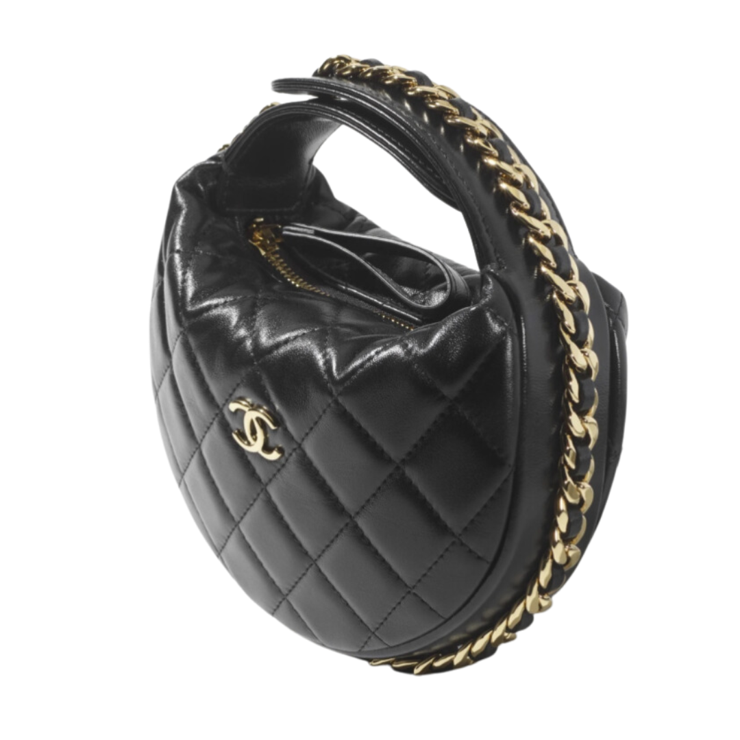 LUXE Lend Designer Handbag Hire Australia Chanel Chain Around Mini Pouch Black Lambskin Light Gold Hardware – FASHION l CHANEL AUTHENTIC