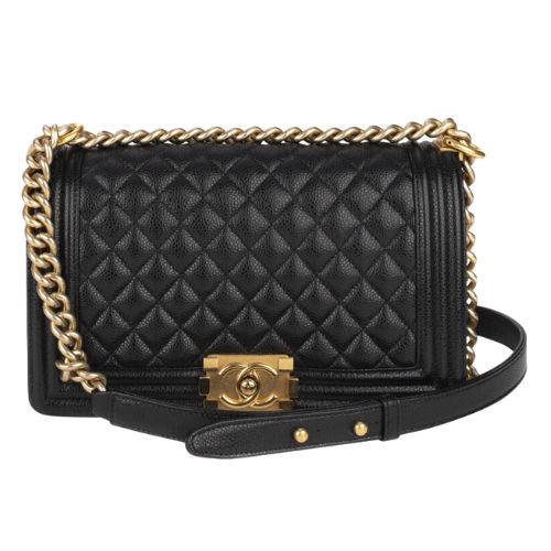 LUXE Lend Designer Handbag Hire Australia Hire Boy chanel handbag, Cavier Leather & gold metal, black — Fashion | CHANEL