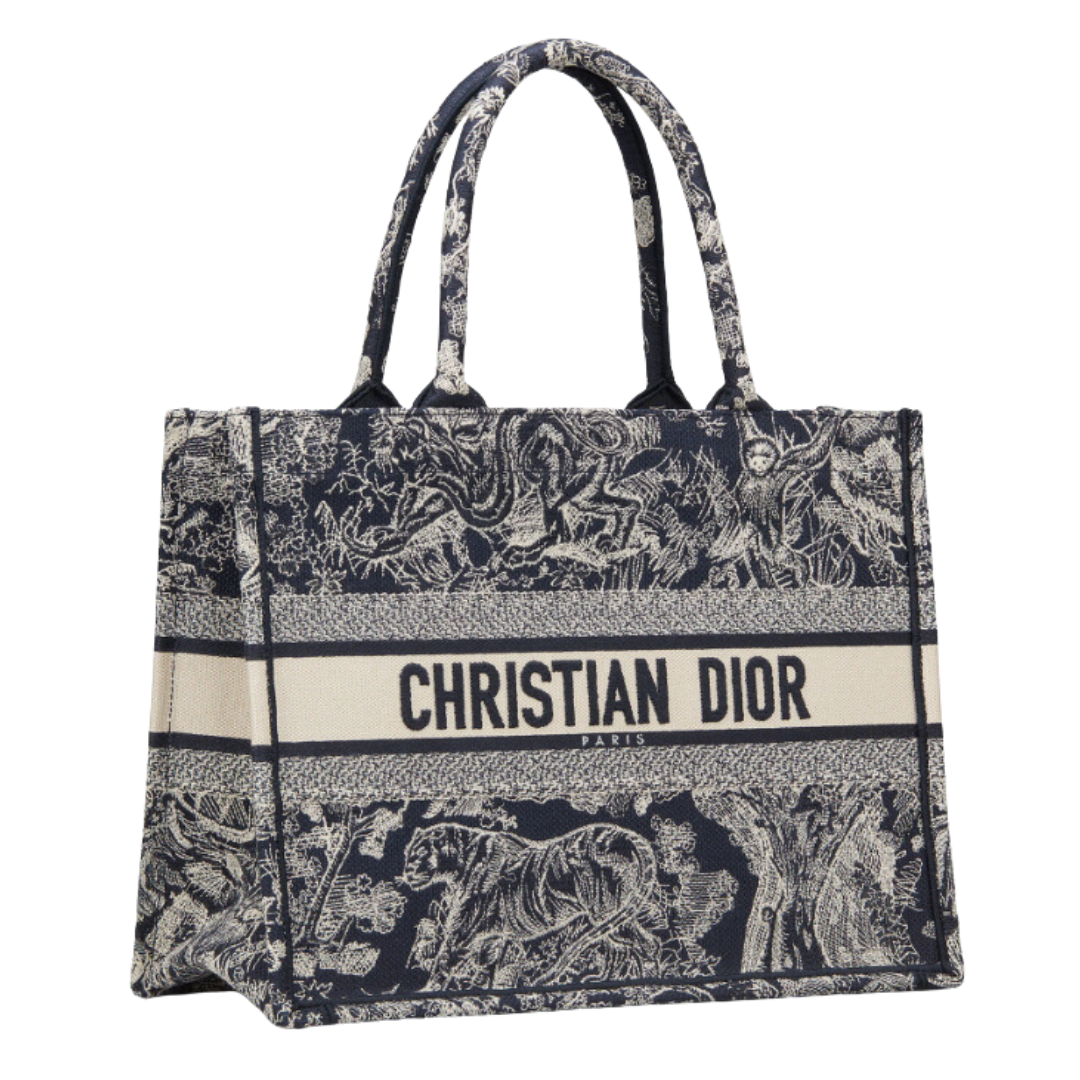 LUXE Lend Designer Handbag Hire Australia - Hire Medium Dior Book Tote Blue and Ecru Toile de Jouy Reverse Embroidery (36 x 27.5 x 16.5 cm) | DIOR