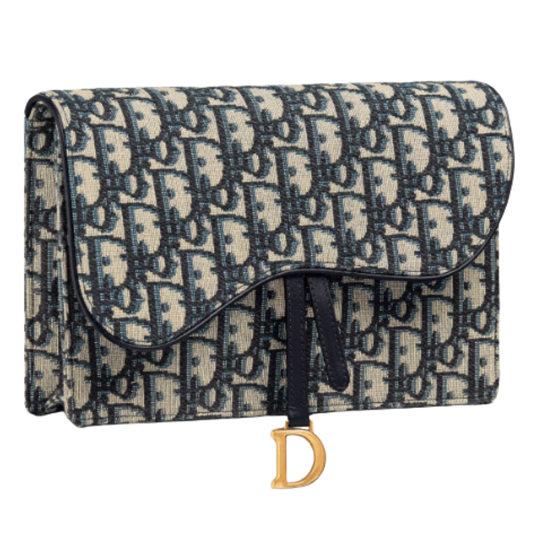 LUXE Lend Designer Handbag Hire Australia - Hire Saddle Pouch Blue Dior Oblique Jacquard | DIOR