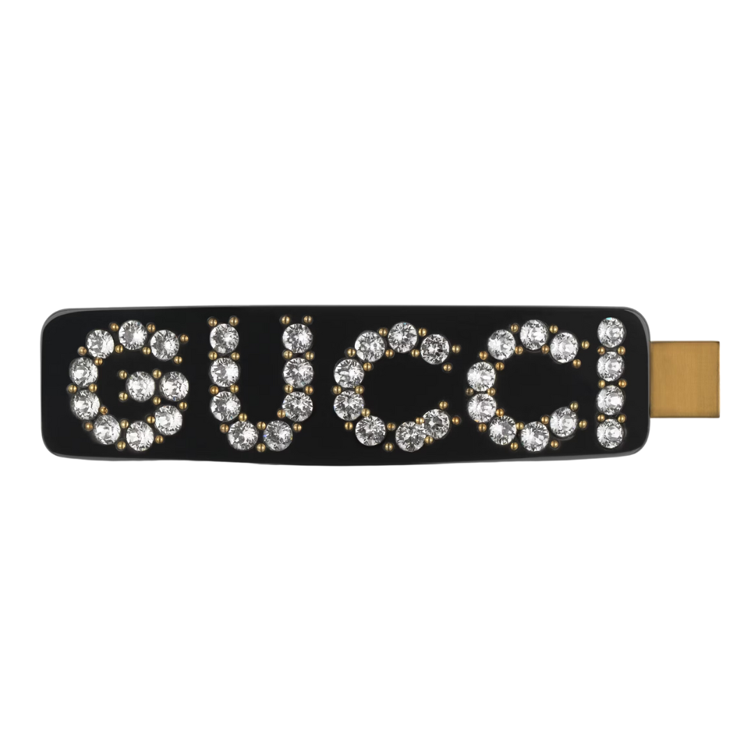 LUXE Lend Designer Handbag Hire Australia - Hire Black Resin Crystal Gucci Single Hair Clip | GUCCI Australia