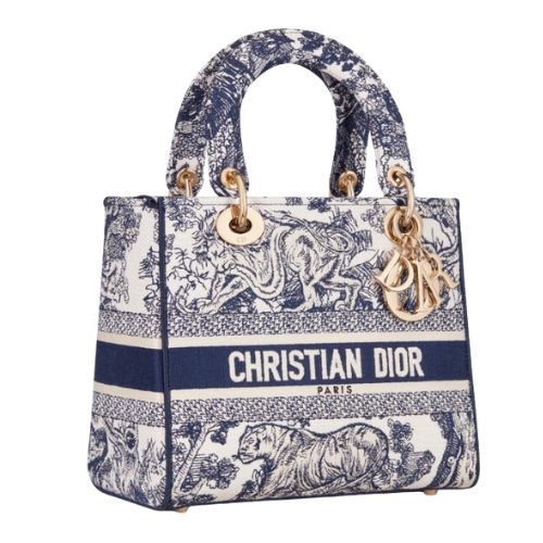 LUXE Lend Designer Handbag Hire Australia - Hire Medium Lady D-Lite Bag Blue Toile de Jouy Embroidery | DIOR