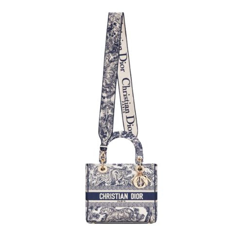 LUXE Lend Designer Handbag Hire Australia - Hire Medium Lady D-Lite Bag Blue Toile de Jouy Embroidery | DIOR