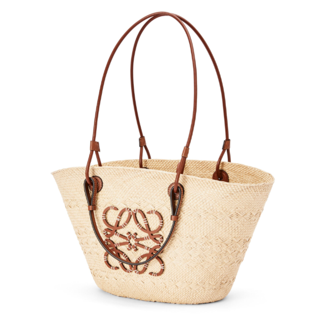 LUXE Lend Designer Handbag Hire Australia, Hire Anagram Basket bag in iraca palm and calfskin Natural/Tan - LOEWE