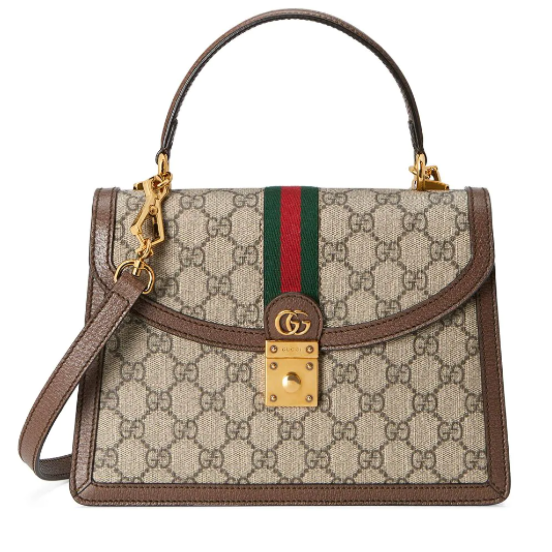 LUXE Lend Designer Handbag Hire Australia, Hire Ophidia small top handle bag with Web in beige and ebony GG Supreme | GUCCI Australia