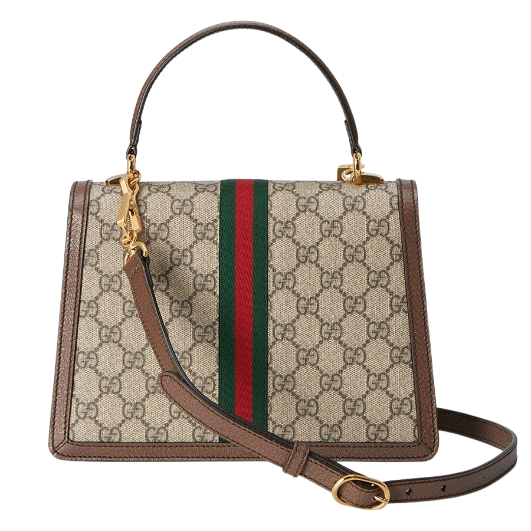 LUXE Lend Designer Handbag Hire Australia, Hire Ophidia small top handle bag with Web in beige and ebony GG Supreme | GUCCI Australia