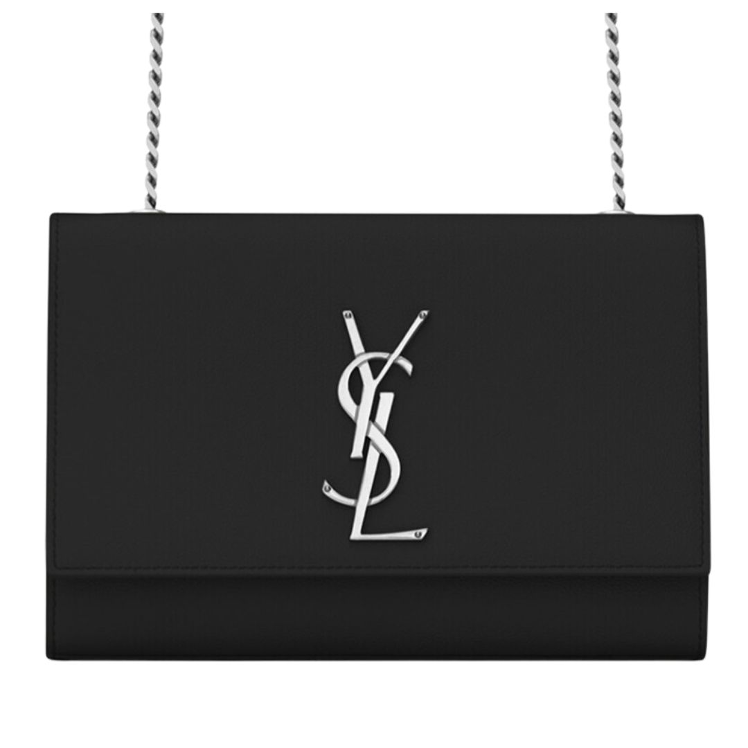 LUXE Lend Designer Handbag Hire Australia, Hire Saint Laurent YSL Medium Kate Handbag Silver and Grain Leather l SAINT LAURENT YSL AU