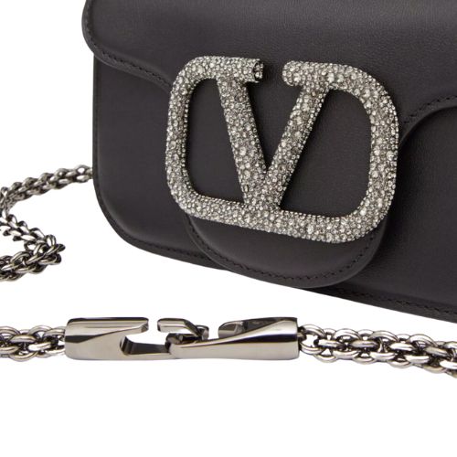 LUXE Lend Designer Handbag Hire Australia, Hire Locò Small Shoulder Bag With Jewel Logo for Woman in Black | Valentino AU